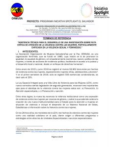 Tdr estudio ruta critica de las mujeres en situación de violencia 2a. Convocatoria