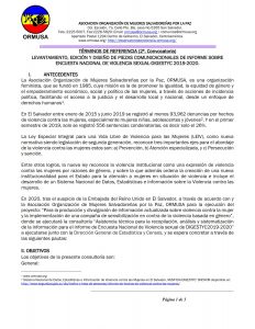 Términos de referencia (2ª. Convocatoria) levantamiento, edición y diseño de piezas comunicacionales de informe sobre encuesta nacional de violencia sexual-digestyc 2019-2020.