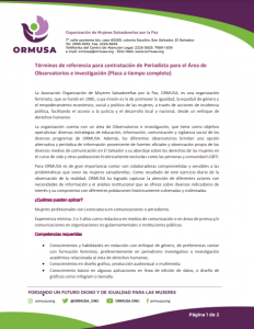 Términos de referencia para contratación de Periodista para el Área de Observatorios e investigación