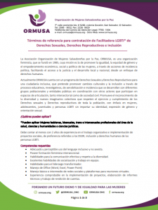 TDR – Términos de referencia para contratación de Facilitadora LGBTI de Derechos Sexuales, Derechos Reproductivos e inclusión