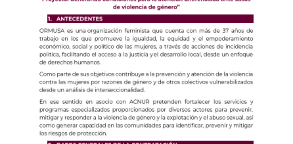 Contratación de trabajadora social / Sede Santa Ana y San Vicente