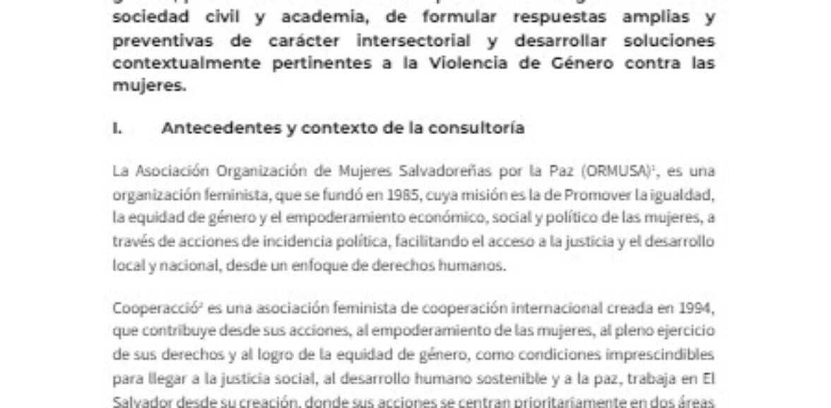 Asistencia técnica para el diseño, facilitación y sistematización de un Diplomado especializado sobre seguridad humana con enfoque de género – 2 convocatoria