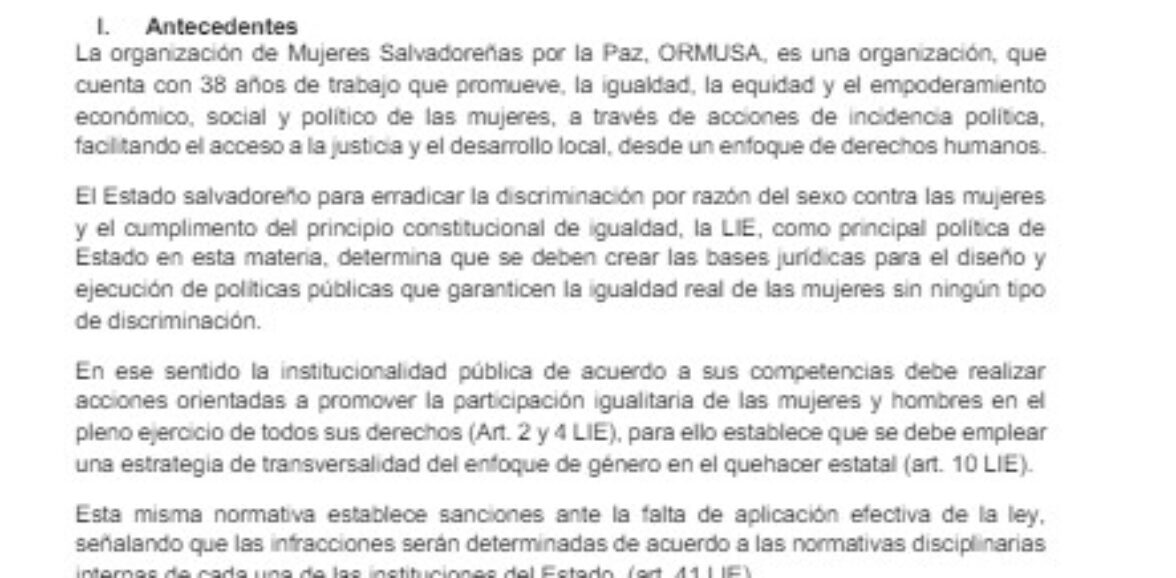 Asistencia técnica para facilitación de módulo de formación especializada a personal de Procuraduría General de la Republica de El Salvador – 1ª. convocatoria