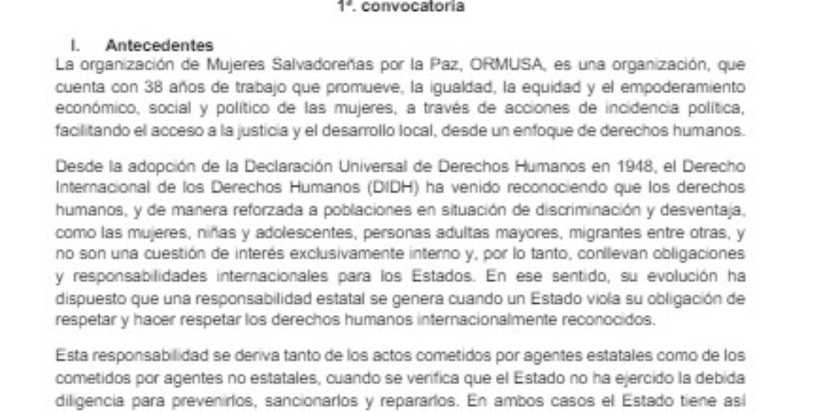 Asistencia técnica para facilitación de jornadas formativas sobre Reparación Integral del daño con enfoque de derechos humanos y derecho antidiscriminatorio con Procuraduría General de la República – 1ª. convocatoria