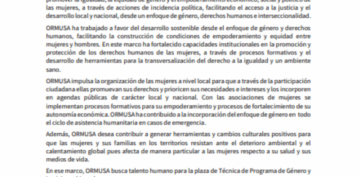 Plaza técnica de Programa Género y Justicia Ambiental