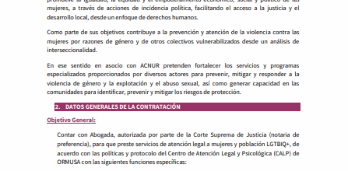 Contratación de Abogada