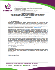 Lee más sobre el artículo Asistencia técnica para estudio de casos de desapariciones de familiares atenidas en El Salvador