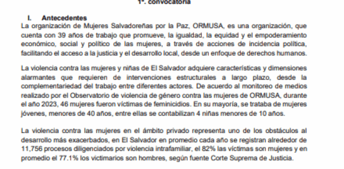 Asistencia técnica para facilitación de jornadas formativos sobre rutas de atención a victimas de la prueba con perspectiva de genero a la Procuraduría General de la Republica – 1 Convocatoria