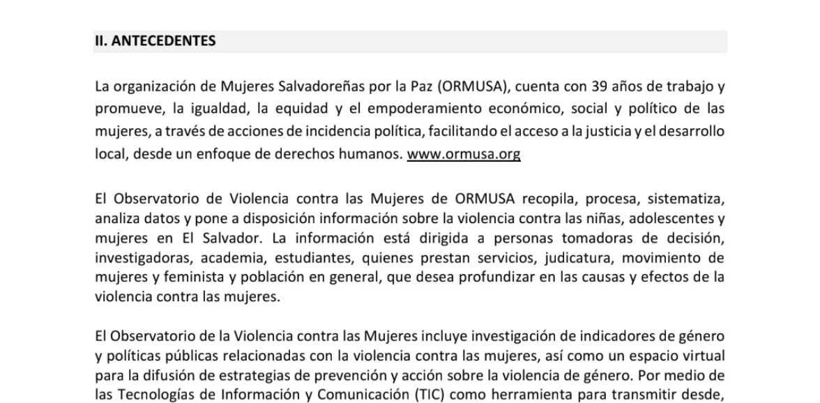 Elaboración de Informe de hechos y análisis de Violencia contra las mujeres 2023 y 2024
