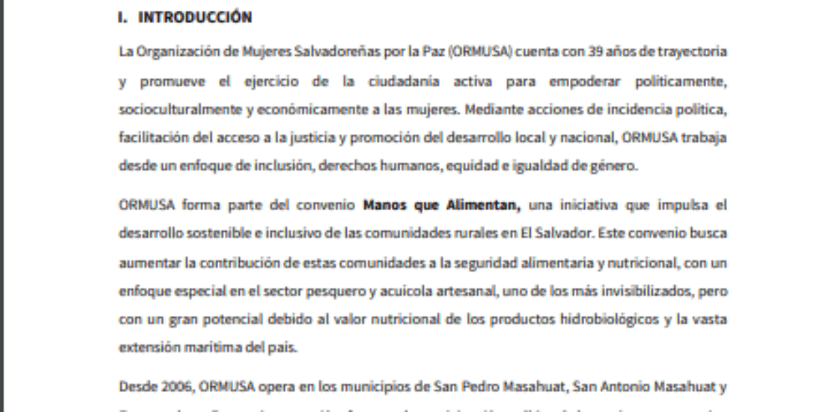 Consultoría para la Producción de un Corto-Documental sobre el aporte de las mujeres productoras a la SAN y los desafíos frente a la violencia de género y diversidad