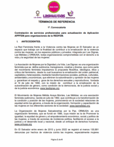Lee más sobre el artículo Contratación de servicios profesionales para actualización de Aplicación APPFEM para organizaciones de la REDFEM