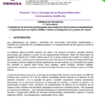 Contratación de servicios profesionales para asistencia técnica para acompañamiento a organizaciones de mujeres (ODM) a realizar autodiagnósticos y planes de mejora