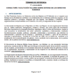 Consultoría : Facilitación talleres sobre defensa de los derechos humanos