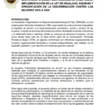 Asistencia técnica para realizar informe sobre implementación de la ley de igualdad y erradicación de la discriminación contra las mujeres 2015 a 2025