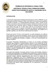 Lee más sobre el artículo Asistencia técnica para la formación sobre aspectos económicos ante el panorama en El Salvador